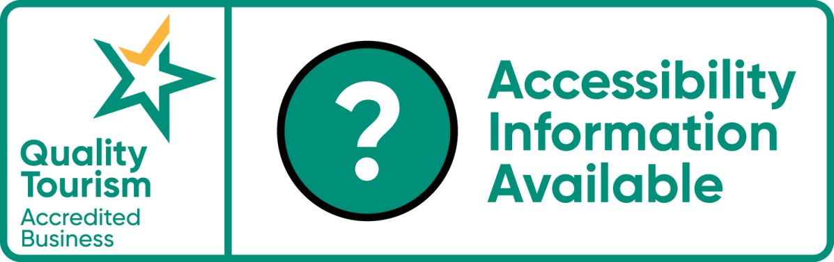 Quality Tourism Accredited Business badge with accessibility info available.